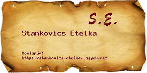 Stankovics Etelka névjegykártya